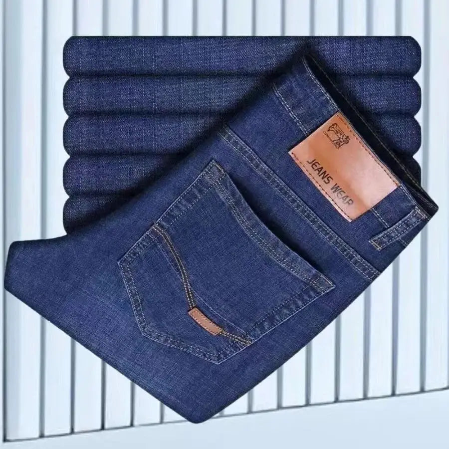 2023 Men NEW Men's Fashion Business Jeans Classic Style Casual Stretch Slim Jean Pants Male Brand Denim Trousers Black Blue Mens