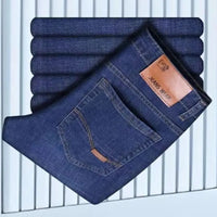 2023 Men NEW Men's Fashion Business Jeans Classic Style Casual Stretch Slim Jean Pants Male Brand Denim Trousers Black Blue Mens
