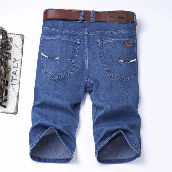 2025 New Denim Shorts for Men's Spring and Summer Trendy Brand Thin, Elastic, Loose, Straight, Casual, Five Point Middle Pants