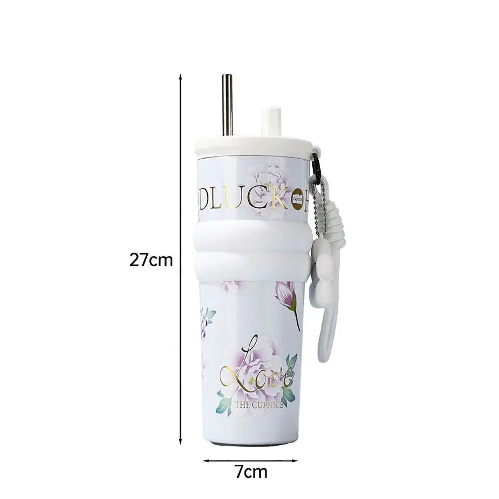 710ML Vacuum Cup Stainless Steel Insulation Or Cooling Thermal Water Bottle High-Capacity With Lifting Rope Insulated Cup