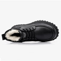 2025 Winter Shoes Mens Snow Boots Warm Plush Cold Winter Fashion Brand Male Footwear Non-slip Flat Ankle Boots Black D591