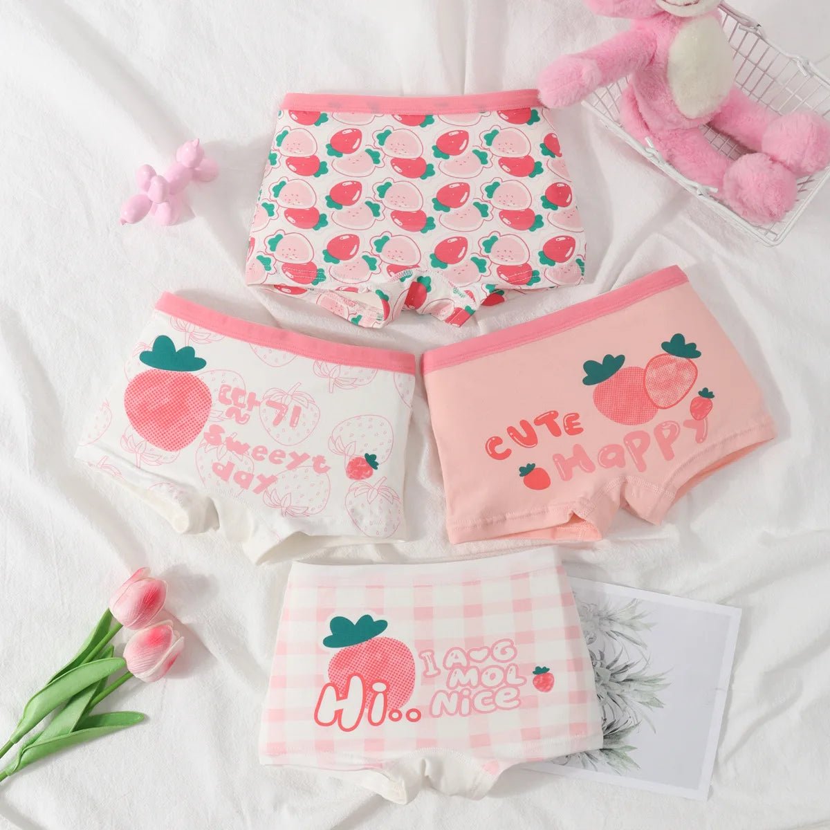 New Children's Underwear, Cotton Underwear, Girls' Underwear, Baby Boxers, Small, Medium and Big Children, Girls' Boxers