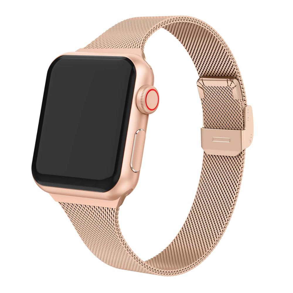 Slim strap For Apple Watch band 40mm 44mm 45mm 41mm 49mm 38mm 42mm Meatl bracelet correa iWatch serieS 3 4 5 6 se 7 8 ultra