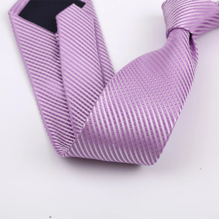 Luxury 8CM Mens Necktie Purple Color Stripes Floral Plaid Solid Dot Ties For Man Groom Neck Tie For Business Wedding Party