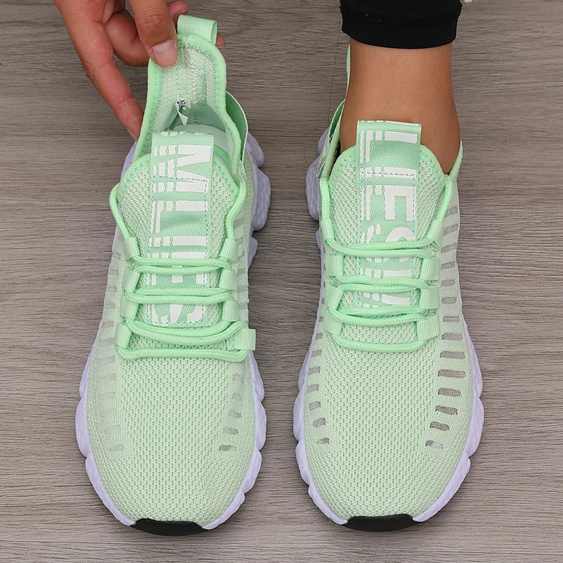 Women's Sports Shoes Mesh Lightweight Soft Sole Jogging Strap Breathable Fashion Sports Walking Casual Tennis Flat Shoes for Men
