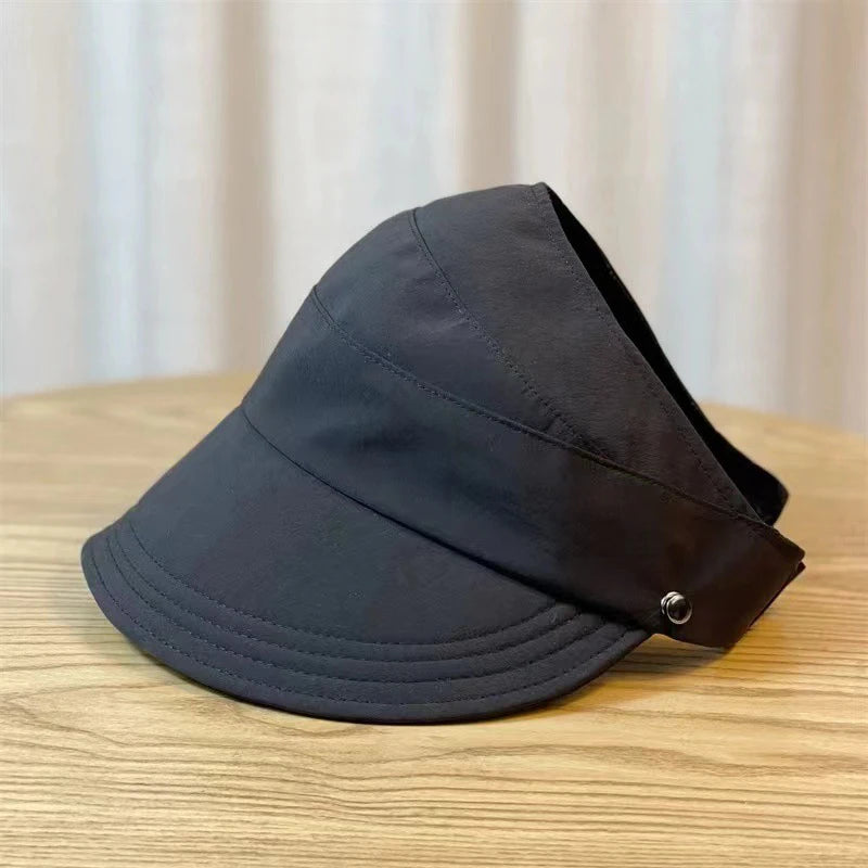 Summer Wide Brim Sunhat Women Sun Hats Foldable Adjustable Outdoor Beach Bucket Hat UV Protection Visors Fisherman Ponytail Caps