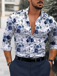 Elegant men's Printed long-sleeved Shirt Suitable For Spring And Autumn Fashionable Handsome high-quality Lapel men's Tops
