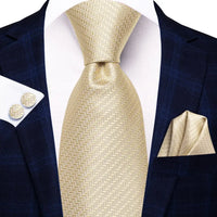 Hi-Tie Champagne Floral Paisley Silk Elegant Tie For Men Groom Wedding Men Necktie Pocket Square Cufflink Accessory Wholesale
