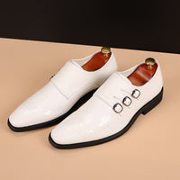 Men&#39;s Casual Business Leather Shoes Mens Buckle Square Toe Dress Office Flats Men Fashion Wedding Party Oxfords EU Size 37-48