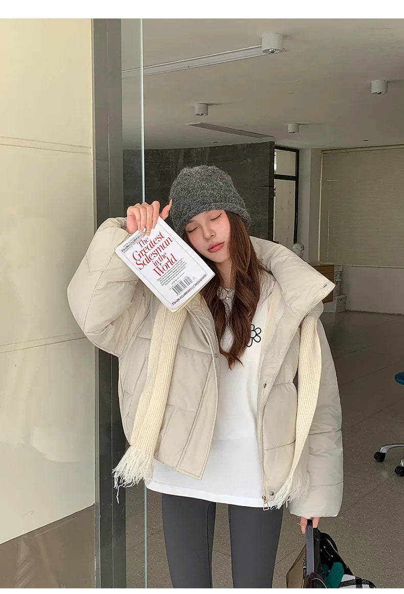 2025 New Korean Winter Women Down Cotton Jacket Coat Short Basic Cotton Padded Outerwear Hooded Female Winter Parkas