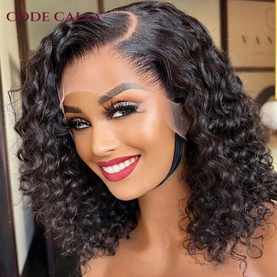 Water Wave Lace Front Wig T Part Lace Bob Wig 100% Human Hair Wigs Pre Plucked 180 Density Remy Brazilian Bob Wig On Sale