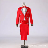 2025 Two Pieces Tailcoat Suit Men's Classic Lapel Tail Tuxedo Coats Pants Sets Men Wedding Groom Dress Up Stage Perform Costumes
