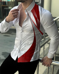 2023 Men Shirt Lapel Suit Long Sleeve Button Top Luxury HD Pattern Soft Comfortable Shirt Plus Size
