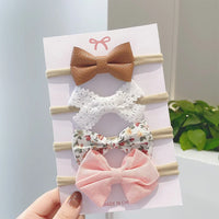 4Pcs/Set Flower Bows Headband Baby Hairband for Girl Children Elastic Hair Bands Soft Toddler Newborn Cute Hair Accessories Gift