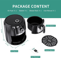 Air Fryer Oilless Cooker with Temperature and Time Control, 75 Recipes Auto Shut Off Feature, 1-Year Warranty, 1300W (Black)