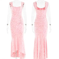 Giyu Sexy Lace Club Party Dresses Women 2024 Summer Elegant Sleeveless Backless Ruched Birthday Prom Mermaid Maxi Long Dress