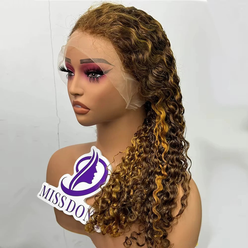 250% 12A Double Drawn Burmese Curl Curly Human Hair Wig 13x4 Lace Frontal Hair Wig Curls Human Hair Wigs Piano Color Hair Wig