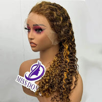 250% 12A Double Drawn Burmese Curl Curly Human Hair Wig 13x4 Lace Frontal Hair Wig Curls Human Hair Wigs Piano Color Hair Wig