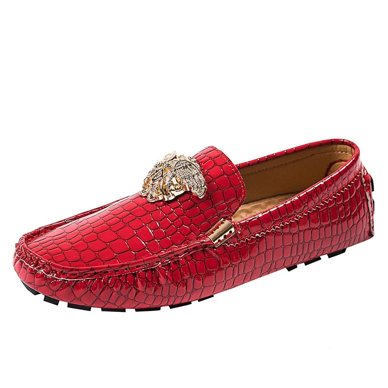 European Station Slip-On Lazy Beanie Shoes Men's Crocodile Pattern Men's Shoes 36 Small Size 48 Large Size New Casual Men's Leather Shoes