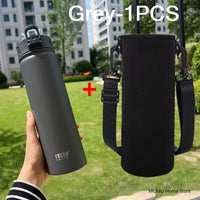 TYESO 600/750ML Thermos Bottle With Straw Stainless Steel Car Thermal Cup Sports Water Bottles Keeps Cold and Heat Thermal Mug