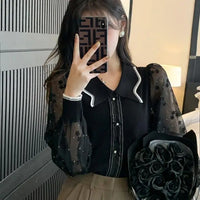 Spring Women's 2025 New Chiffon Splicing Fashionable and Beautiful Small Shirt, Early Spring French Sweet and Elegant Chic Top