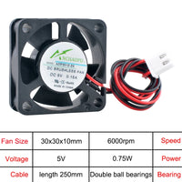 ANCHAOPU ACP3010 3cm 30mm fan 30x30x10mm DC5V/12V/24V 2pin Micro axial flow fan cooling fan for power printers