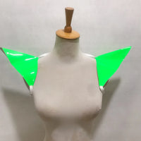 Fluorescence Yellow Laser Flying Shoulder Pads Skirt Women Performance Jazz Dance Clothing Bar Nightclub DJ Gogo Dancer Costume