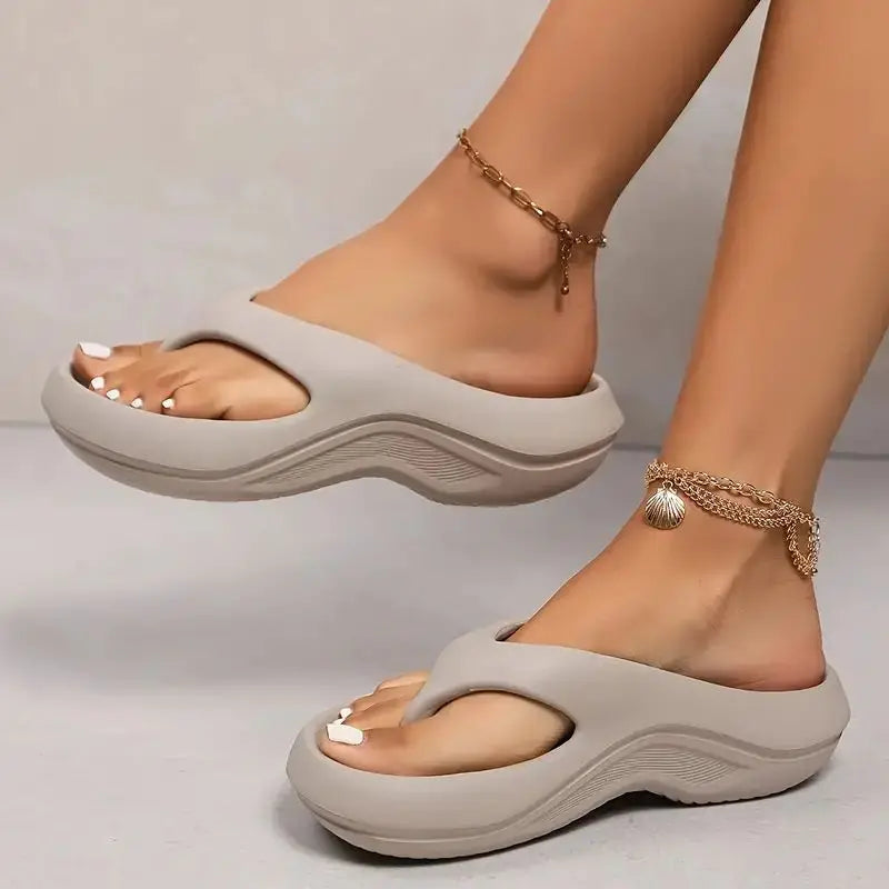 2025 Summer Thick Platform Eva Flip Flops For Women Clip Toe Non Slip Beach Sandals Woman Comfortable Soft Sole Cloud Slippers