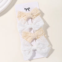 4PCS/Set Muslin Baby Girls Bows Hair Clips Hairpins Hairclip For Kids Cotton Linen Barrette Flower Print Side Pin Accessories