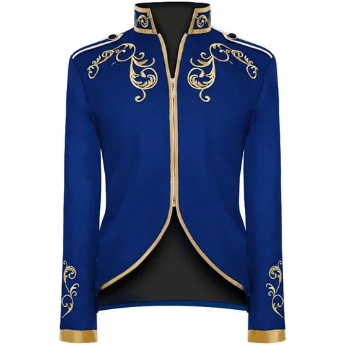 British Style Men Embroidered Flower Suit White / Blue / Red Male Wedding Dance Party Coat Singer Stage Performance Dress Blazer