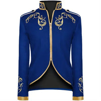 British Style Men Embroidered Flower Suit White / Blue / Red Male Wedding Dance Party Coat Singer Stage Performance Dress Blazer