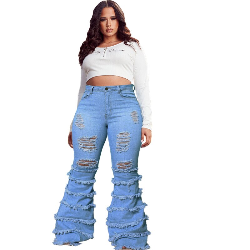 Skinny Jeans Women High Waist Stretch Ripped Denim Pants Hip Fit Leggings Slim Elastic Mom Jean Casual Comfy Trousers