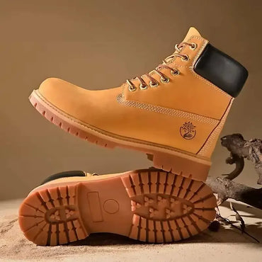 Boots Men High Top Boots Men's Leather Shoes Winter Fashion Plush Warm Shoes