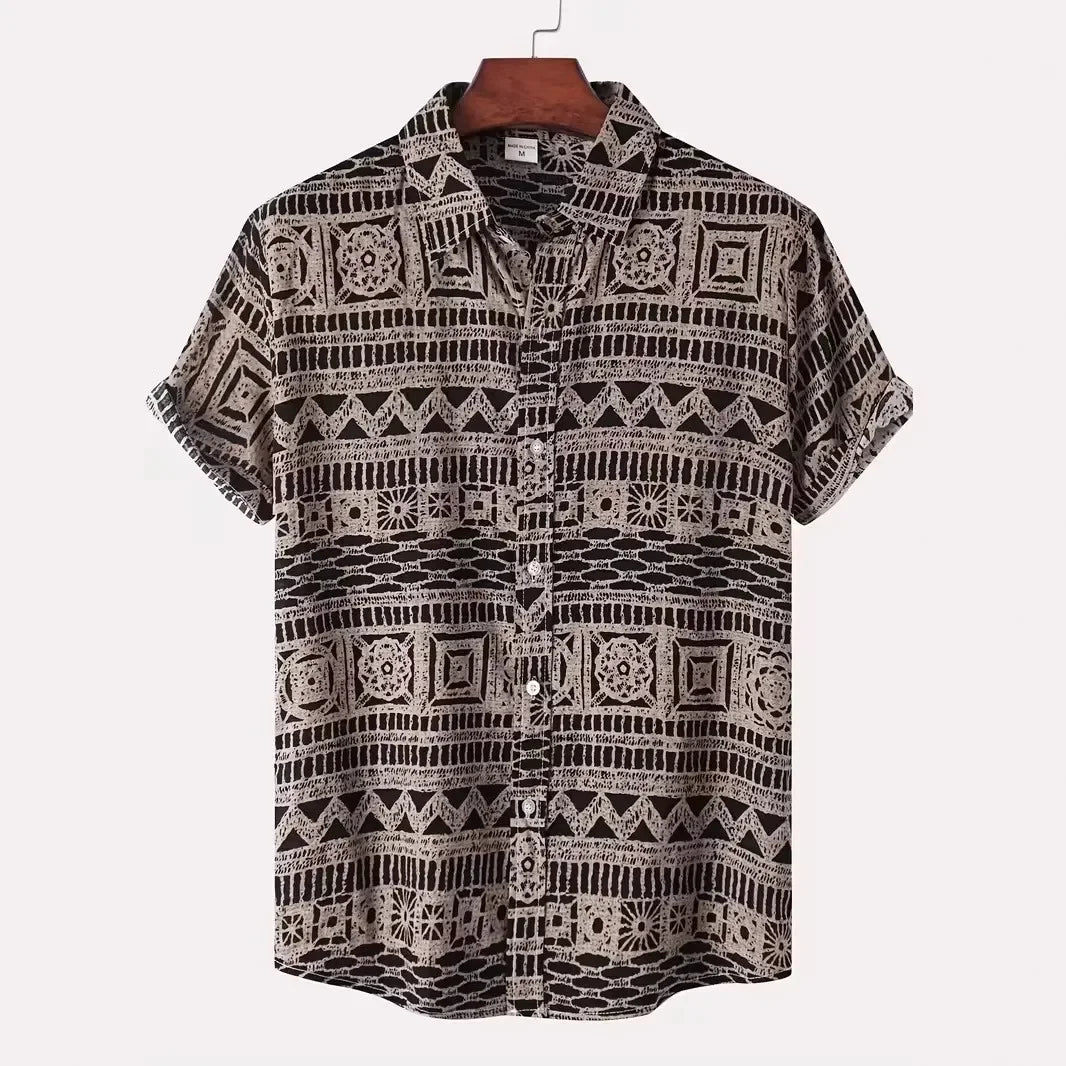 Men Clothes Summer New 3D Digital Print Casual Shirt Men Lapel Button Shirt Tops