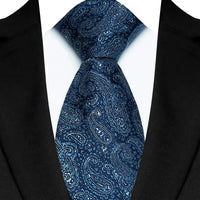 Luxury Men's Necktie 8cm Navy Blue Color Tie Jacquard Neck Ties for Man Business Wedding Party Gift