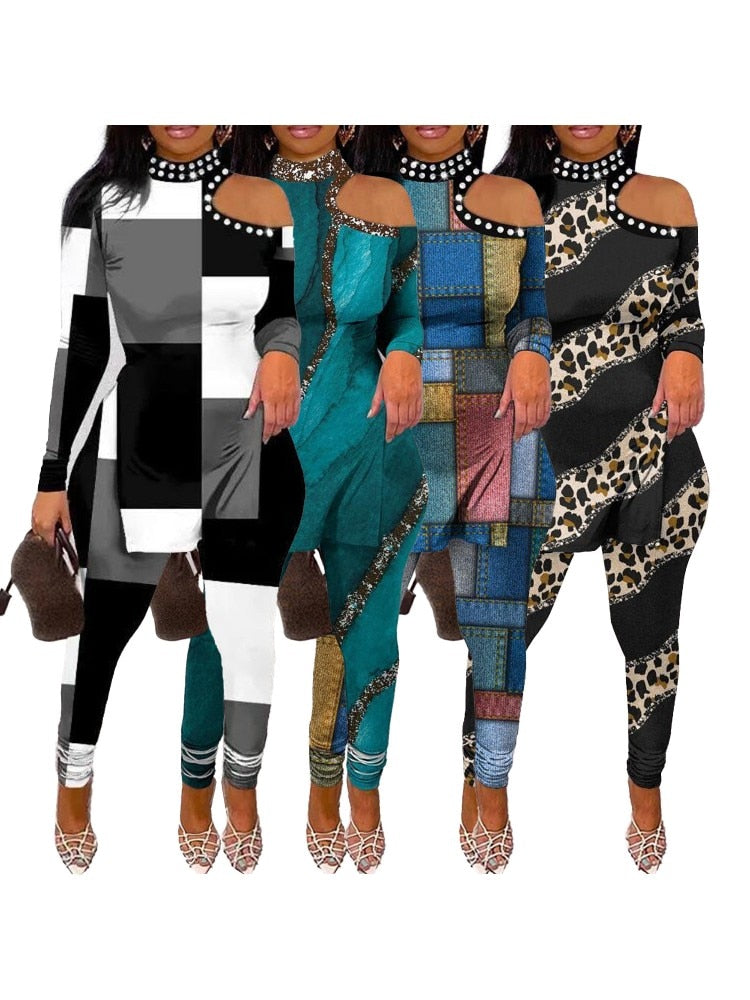 Sexy 2 Piece Sets Women Dashiki African Clothes Spring Summer New Fashion