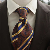 New Trendy Navy Brown Neckties For Men 7cm Formal Business Silk Neck Tie Shirt Suit Cravat Tuxedo Wedding Party Daily Wear Gifts