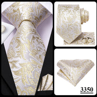 Hi-Tie Champagne Floral Paisley Silk Elegant Tie For Men Groom Wedding Men Necktie Pocket Square Cufflink Accessory Wholesale
