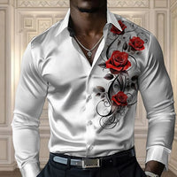 Men's high-end rose shirt, casual and comfortable button long-sleeved shirt, fashionable four-season shirt, plus-size design shi