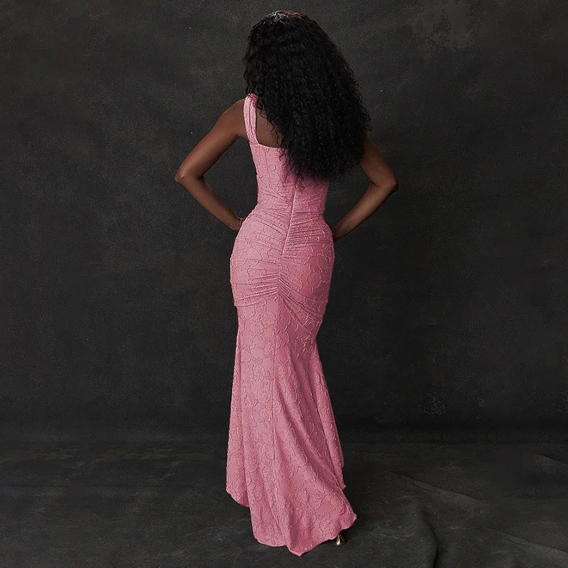 Giyu Sexy Lace Club Party Dresses Women 2024 Summer Elegant Sleeveless Backless Ruched Birthday Prom Mermaid Maxi Long Dress