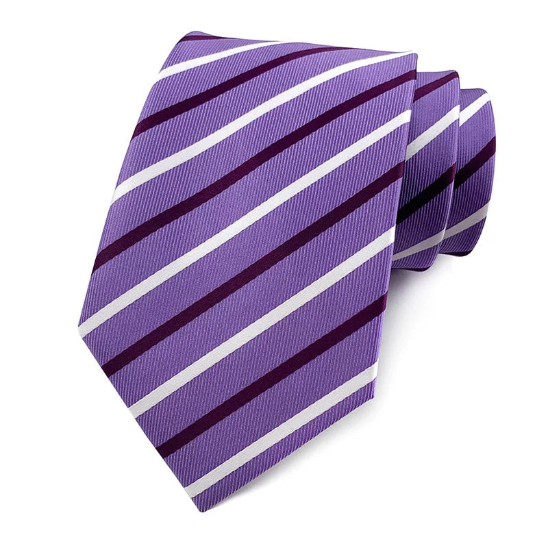 Luxury 8CM Mens Necktie Purple Color Stripes Floral Plaid Solid Dot Ties For Man Groom Neck Tie For Business Wedding Party