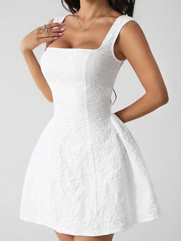 Women's Dresses Summer New Streetwear Fashion Tank Sleeve A-Line Dress Solid Sexy Club Party Female Backless Dresses Clothing