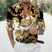 New Luxury Style Print Men's Turn-down Collar Button Shirt Casual Long Sleeve Shirt Fashion Streetwear Trend Tops Comfortable
