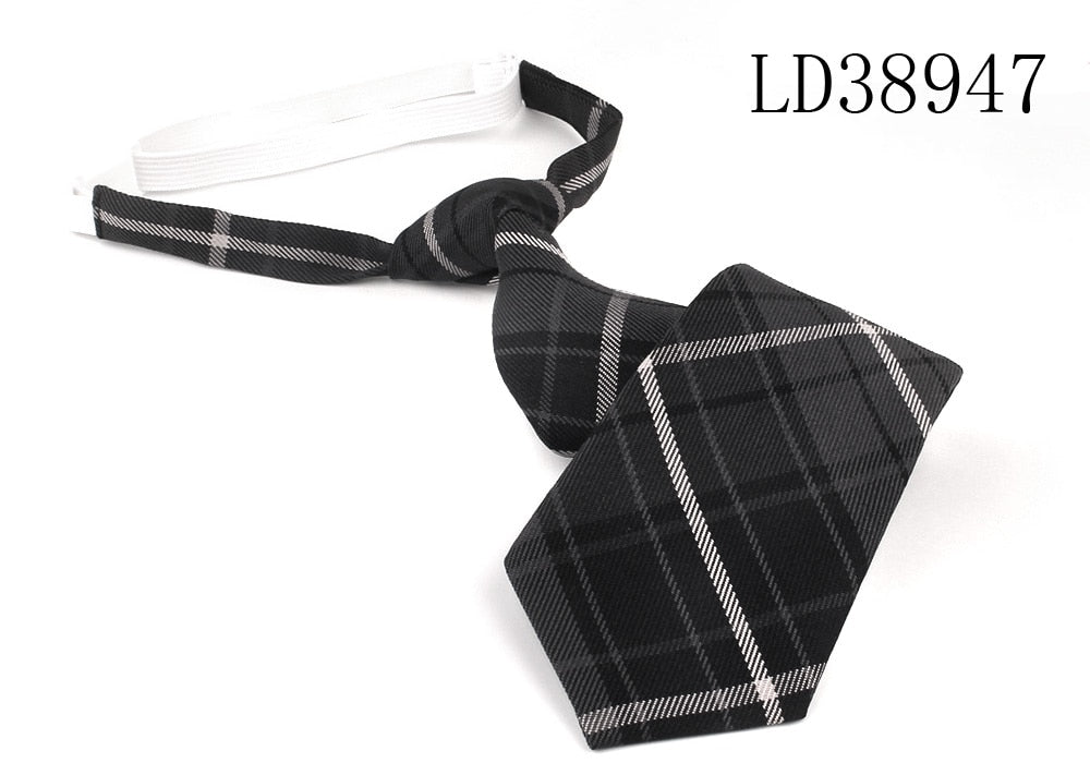 Skinny Ties For Men Women Casual Plaid Necktie Suits Boys Girls Ties Slim Men Necktie Gravatas Simple Lazy person Student Tie