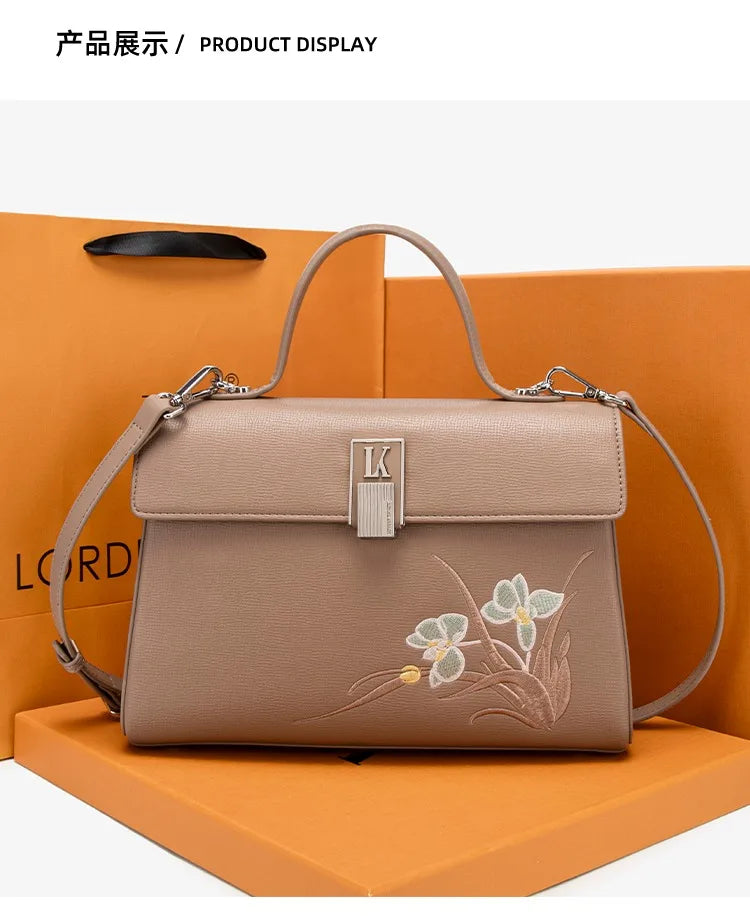 Ladies' one shoulder cross body bag soft new handbag new color contrasting embroidered cross body handbag