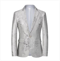 New Men Fashion Flower Suit Luxury Jacquard Jacket Homme Wedding Ball Party Single Button Blazer Singer Stage Performance Coat