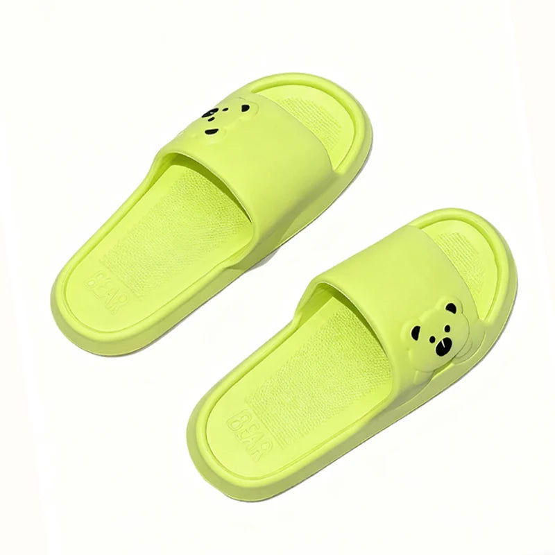 Summer Cartoon Bear Indoor Slippers for Women Lightweight Soft EVA Slides Woman Comfort Home Bathroom Non Slip Slippers