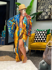 Casual Beach Cover Up Boho Dress Party Kaftan Kimonos Verano Sukienka Print Long Sleeve Cardigan Female Blouse Loose Dresses