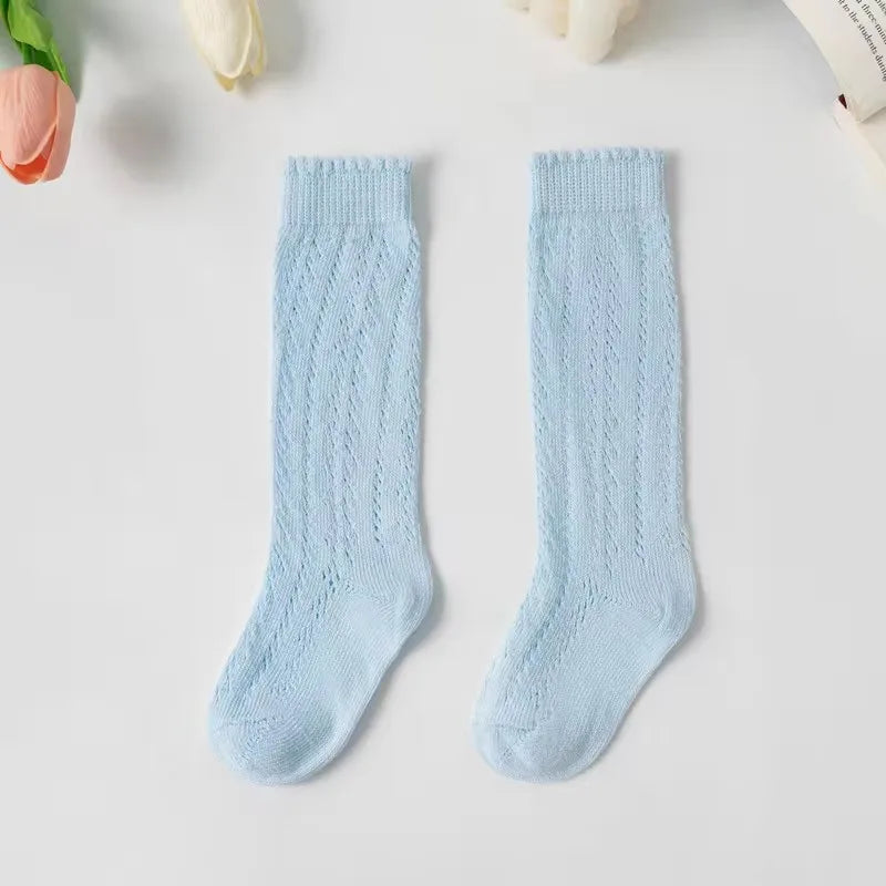 Baby Girls Socks Summer Kids Long Sock Toddlers Knee High Mesh Thin Socks Hollow Out Soft Cotton Infant Socken For 0-7 Years
