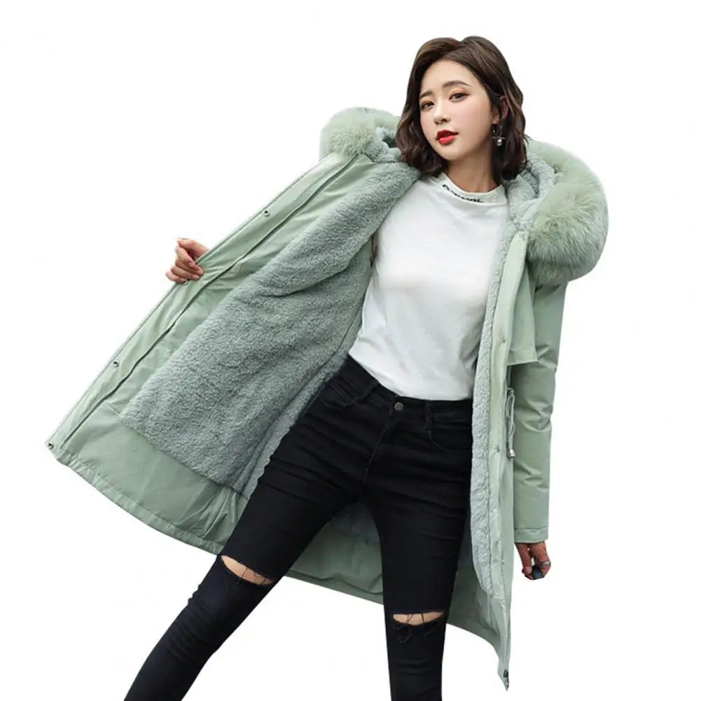 Winter Jacket 2024 New Women Parka Long Coat Wool Liner Hooded Jacket Fur Collar Thick Warm Snow Wear Padded Parka Down Coat